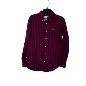 Columbia Men's Red Plaid Button Down Long Sleeve Shirt, M